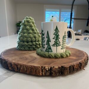 Handmade Crochet Christmas Tree Coaster Set of 4